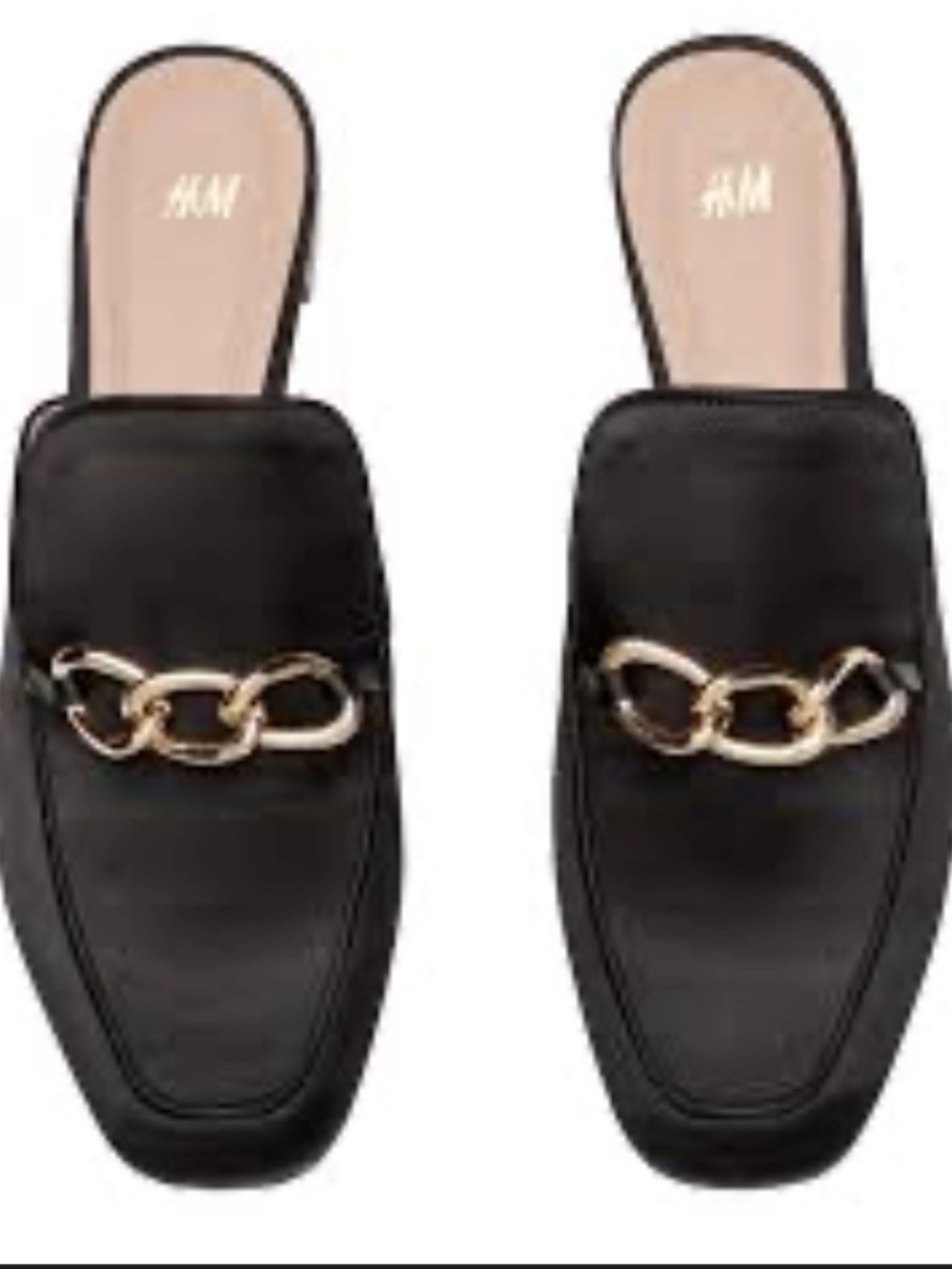 H&M Women's Mule-Style Loafers Slip On Black Size 38 US 7 Quiet Luxury